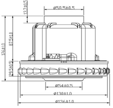 Пылесосный двигатель VC07W139 (HX-80L) 1500 W (моющий) Зелмер H=126mm d=136