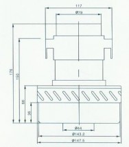 Пылесосный двигатель YDC 23 1200W ( VC07W116G) (моющий) H=176mm